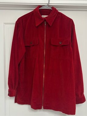 Jones New York Red Corduroy Zip Shirt Jacket